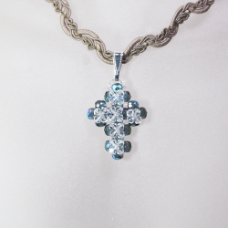 Pendant 40cm - Sierra-Khaki Braid - Pendant 40cm - Laiton argenté